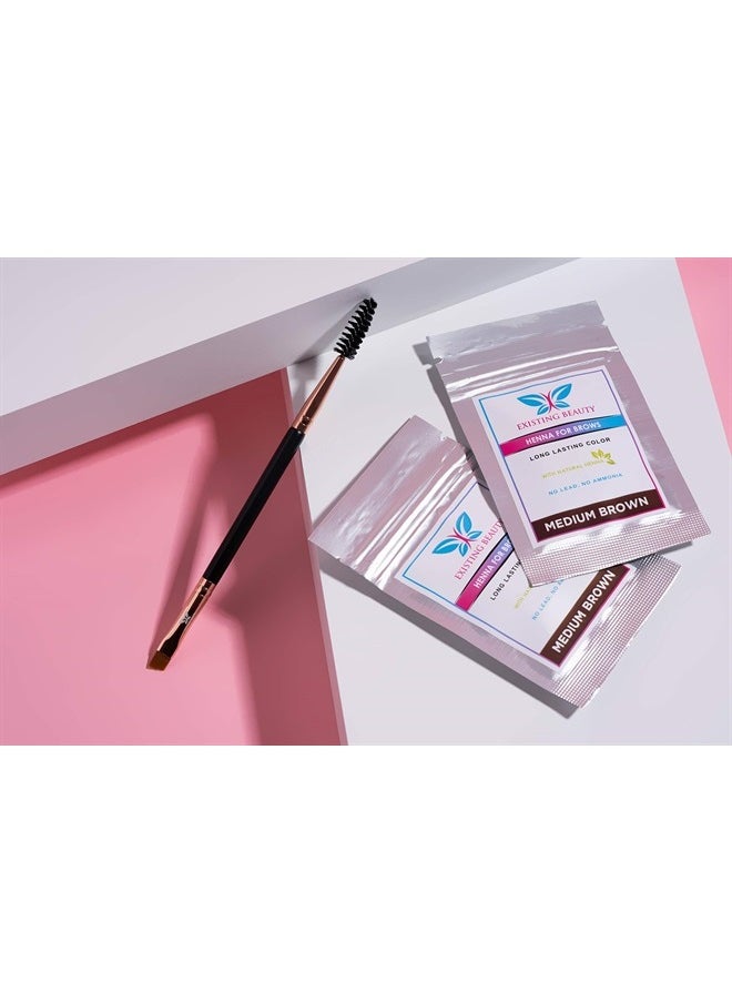 Eyebrow Tint Brush for Eyebrow Henna Brow Tint - Spoolie Eyebrow Brush for Brow Henna - Lash Tint Brush Comb for Eyelash Tint - Angled Eyebrow Brush by Existing Beauty