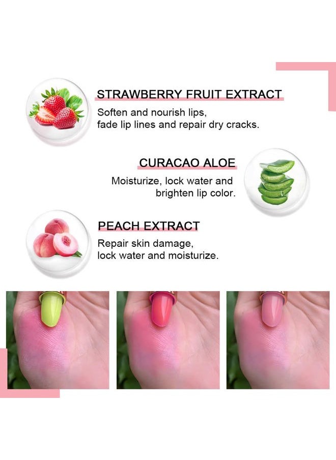Aloe vera Color Changing Lipstick,Moisturizer Long Lasting Lip Care Magic Lip Gloss,Makeup Lipstick Set (3pcs Aloe+Strawberry+ Peach, 3 Count (Pack of 1))
