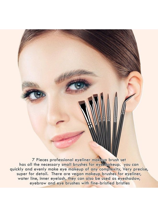 7pcs Eyeliner Brush Set, Angled Flat Gel Eye Liner Makeup Brushes, Ultra Thin Liner Brush, Fine Point Eyeliner Brushes for Women Girls