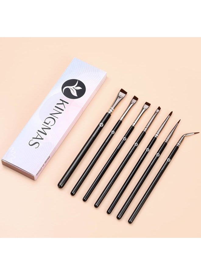 7pcs Eyeliner Brush Set, Angled Flat Gel Eye Liner Makeup Brushes, Ultra Thin Liner Brush, Fine Point Eyeliner Brushes for Women Girls