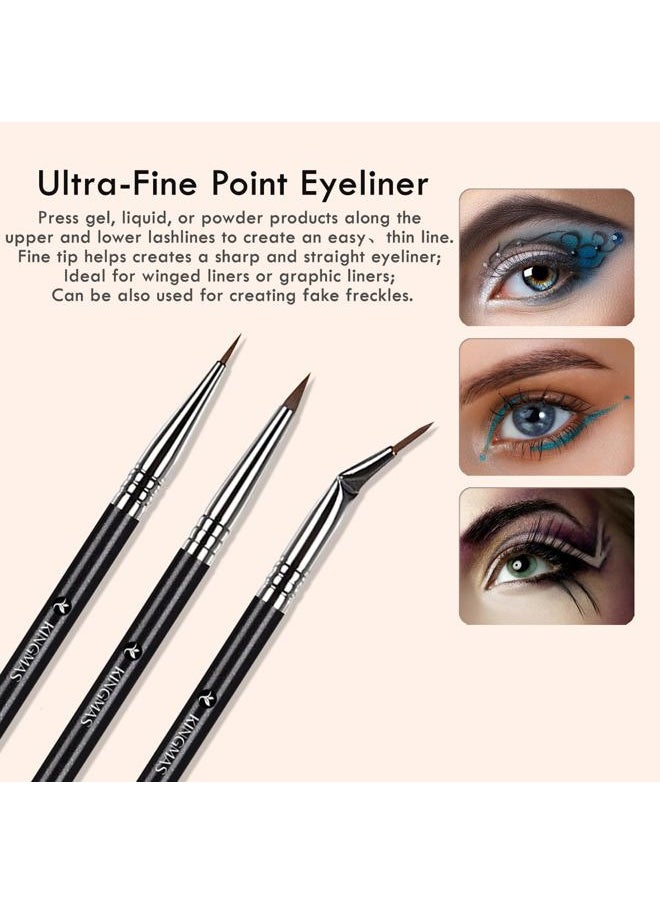 7pcs Eyeliner Brush Set, Angled Flat Gel Eye Liner Makeup Brushes, Ultra Thin Liner Brush, Fine Point Eyeliner Brushes for Women Girls