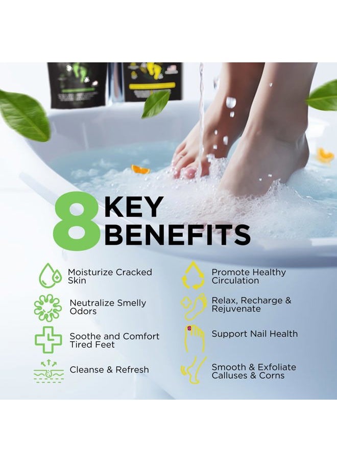 Tea Tree Oil & Citrus Foot Soak Set, Pack of 2, for Foot Pain, Odor, Sore Feet, Athlete's Foot, Soften Calluses - Natural Blend & Salts, Made In USA