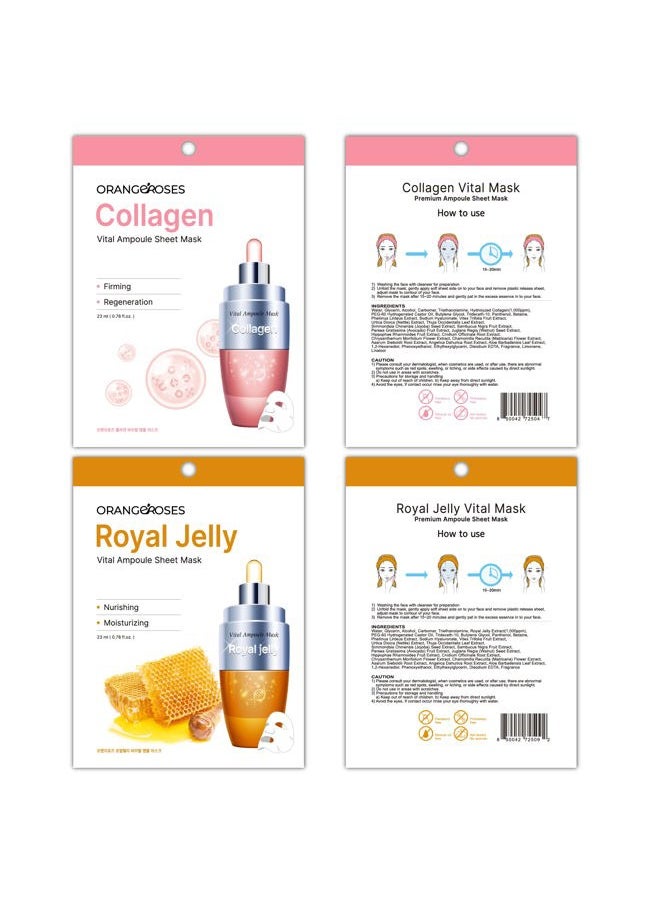 【Orangeroses】 100 Pcs Combo Pack, Premium Korean Essence Facial Mask Sheet (10 Types x 10 pcs)