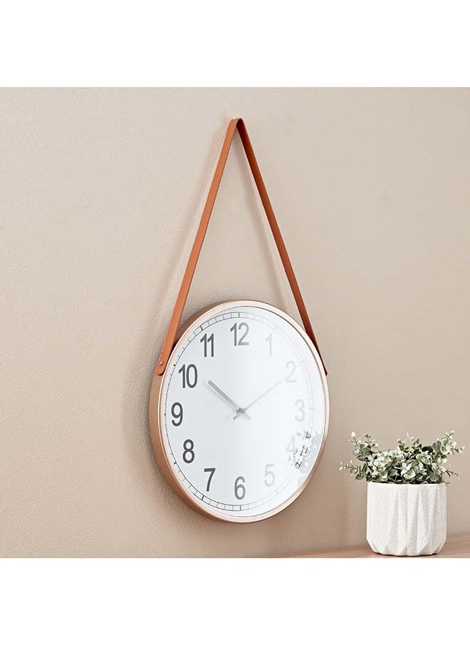 Saratoga Wall Clock with Leather Strap 38 x 4 x 38 cm