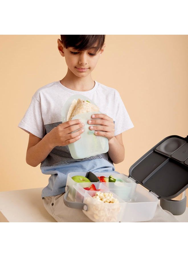 NEW Silicone Sandwich Pocket | Reusable Silicone Pouch, Bento Box Divider | Fits in Lunch Box | Microwave, Freezer & Dishwasher Safe | Food Meal Prep Storage Container (Ages 3+, Berry)