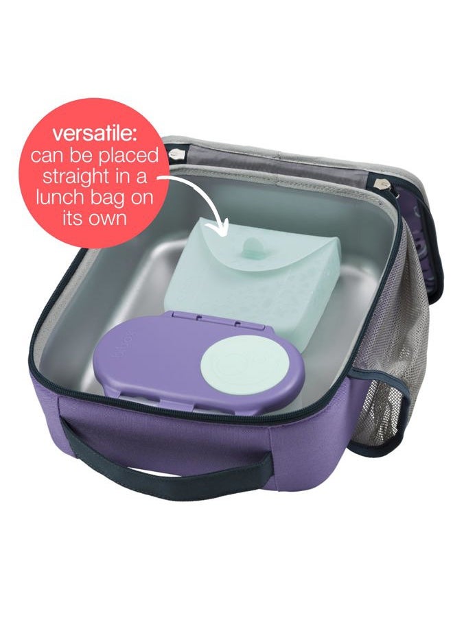 NEW Silicone Sandwich Pocket | Reusable Silicone Pouch, Bento Box Divider | Fits in Lunch Box | Microwave, Freezer & Dishwasher Safe | Food Meal Prep Storage Container (Ages 3+, Berry)