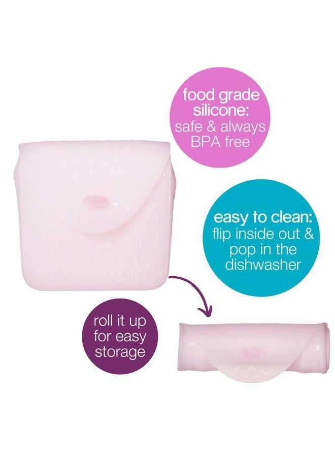 NEW Silicone Sandwich Pocket | Reusable Silicone Pouch, Bento Box Divider | Fits in Lunch Box | Microwave, Freezer & Dishwasher Safe | Food Meal Prep Storage Container (Ages 3+, Berry)