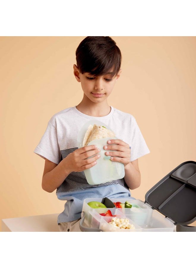 NEW Silicone Sandwich Pocket | Reusable Silicone Pouch, Bento Box Divider | Fits in Lunch Box | Microwave, Freezer & Dishwasher Safe | Food Meal Prep Storage Container (Ages 3+, Forest)