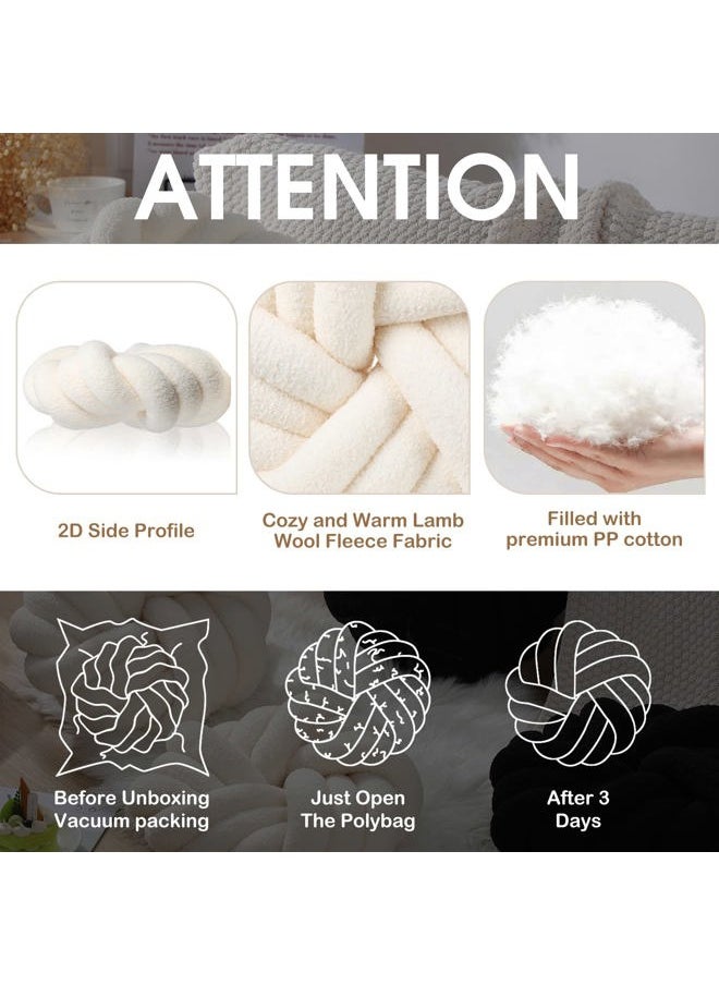 2 Pieces Knot Ball Pillows 14 x 14 Inch Decorative Pillow for Couch Bedroom Plush Throw Knot Pillow Soft Handmade Chair Cushion for Living Room Car Decorations(Beige)