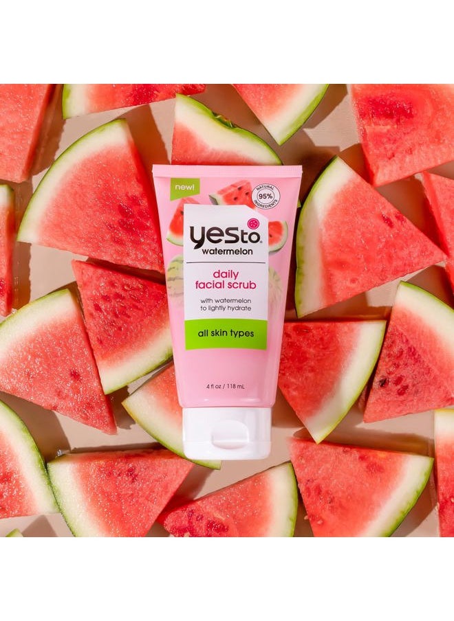 Watermelon Daily Facial Scrub, Invigorating and Exfoliating Cleanser That Melts Away Make Up, Lightly Hydrates With Antioxidants and Vitamin C, Natural, Vegan & Cruelty Free, 4 Oz