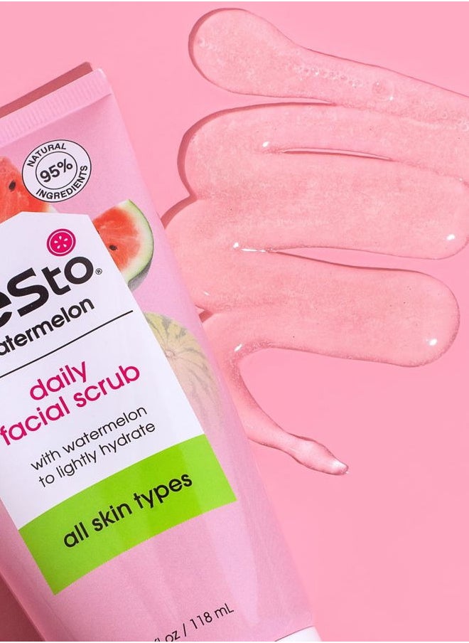 Watermelon Daily Facial Scrub, Invigorating and Exfoliating Cleanser That Melts Away Make Up, Lightly Hydrates With Antioxidants and Vitamin C, Natural, Vegan & Cruelty Free, 4 Oz