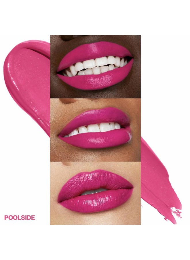 Be Legendary Prime & Plush Lipstick | Creamy, High-Pigment, Peptide + Moisture Infused lipstick with built in primer for smooth color, 0.14 Ounce, Poolside