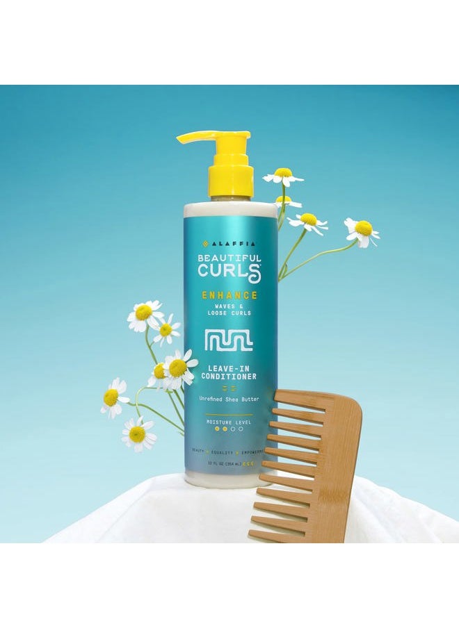 Beautiful Curls Curl Enhancing Leave in Conditioner, Wavy to Curly Hair Products, Natural Moisturizer, No Sulfates with Shea Butter, Coconut Oil, Chamomile, 12 Fl Oz