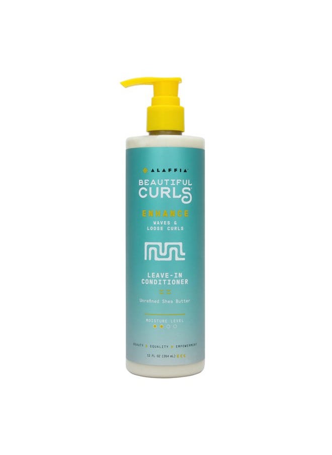 Beautiful Curls Curl Enhancing Leave in Conditioner, Wavy to Curly Hair Products, Natural Moisturizer, No Sulfates with Shea Butter, Coconut Oil, Chamomile, 12 Fl Oz