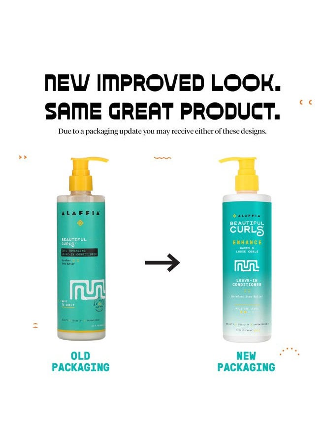 Beautiful Curls Curl Enhancing Leave in Conditioner, Wavy to Curly Hair Products, Natural Moisturizer, No Sulfates with Shea Butter, Coconut Oil, Chamomile, 12 Fl Oz