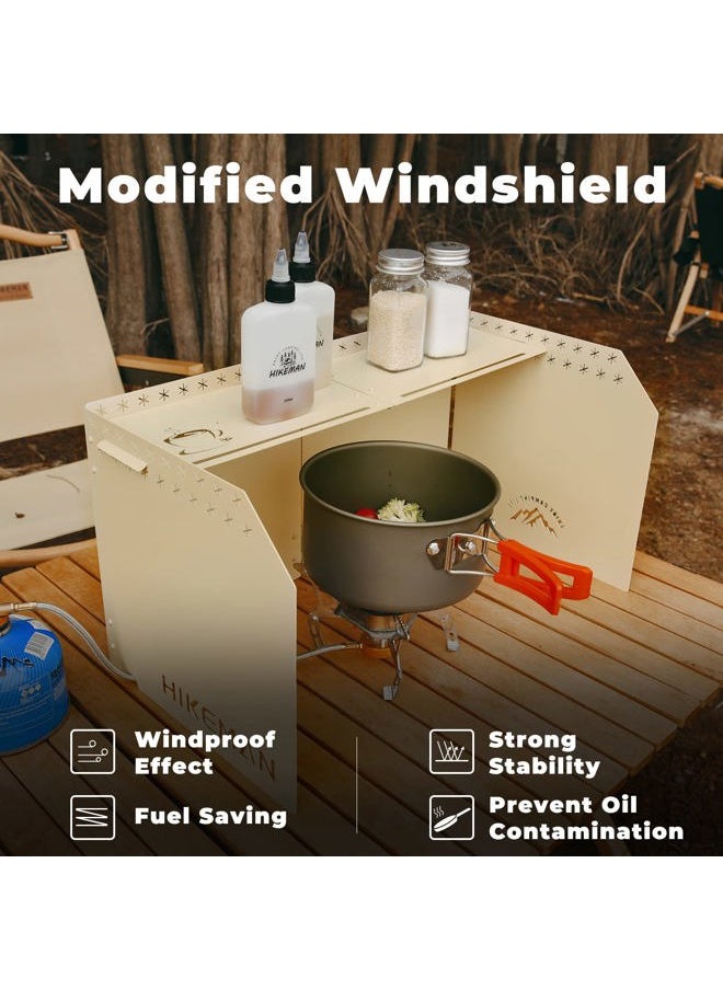 HIKEAMN Camping Stove Windscreen - Outdoor Folding Gas Stove Windshield,Camping Wind Blocker with a Storage Bag for Camping,Hiking,Picnic,Cooking (Army Green)