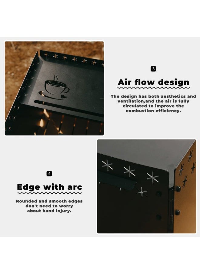 HIKEAMN Camping Stove Windscreen - Outdoor Folding Gas Stove Windshield,Camping Wind Blocker with a Storage Bag for Camping,Hiking,Picnic,Cooking (Army Green)