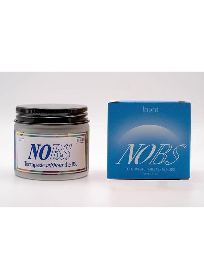 NOBS (No Bad Stuff) Toothpaste Tablets - Nano Hydroxyapatite, Fluoride & Plastic Free, Eco & Travel Friendly - Remineralize with NHA (1 Month)