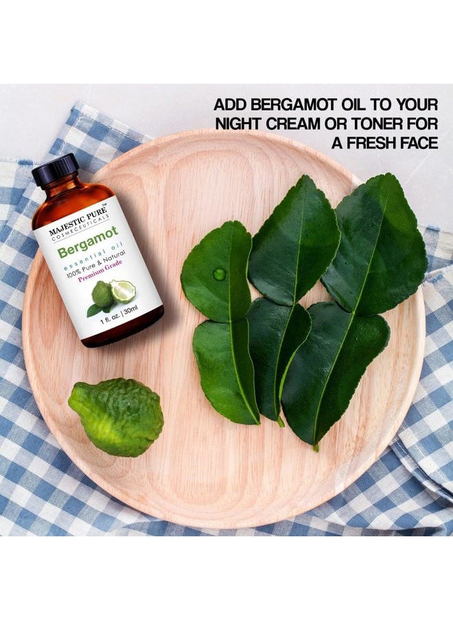 MAJESTIC PURE Bergamot Essential Oil | 100% Pure and Natural Bergamot Oil | Premium Grade Essential Oils for Hair Care, Home Diffusers, Skin, Aromatherapy, Massage and Humidifiers | 1 Fl Oz