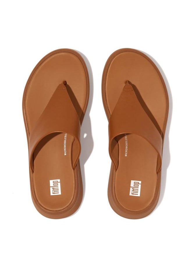 F-Mode Leather Flatform Toe Post Sandals Light Tan 6 M (B)