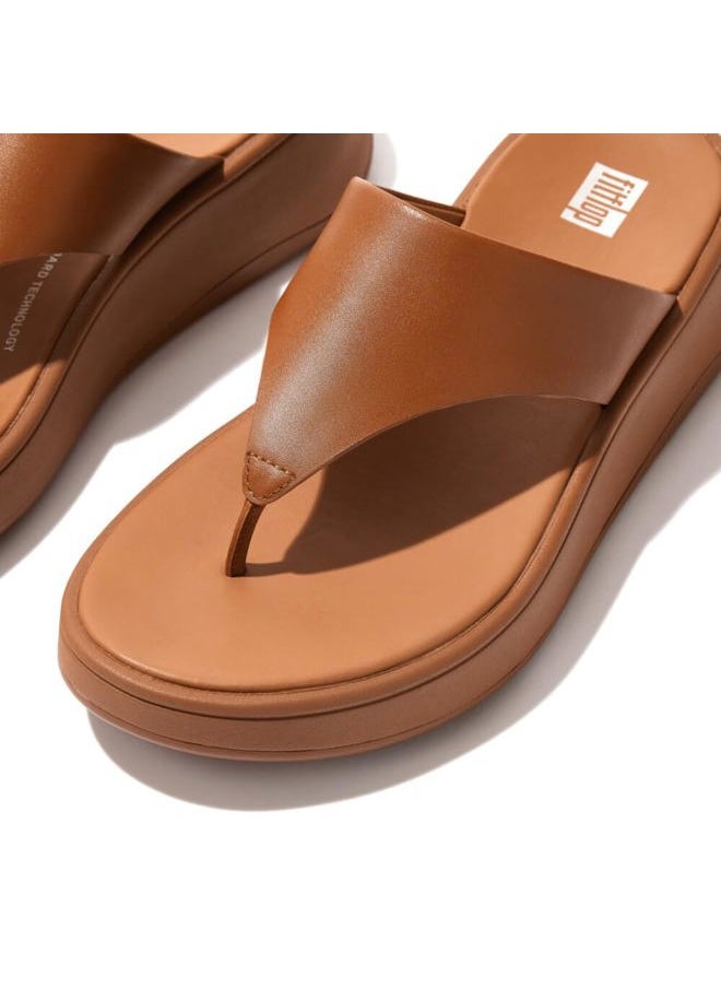 F-Mode Leather Flatform Toe Post Sandals Light Tan 6 M (B)