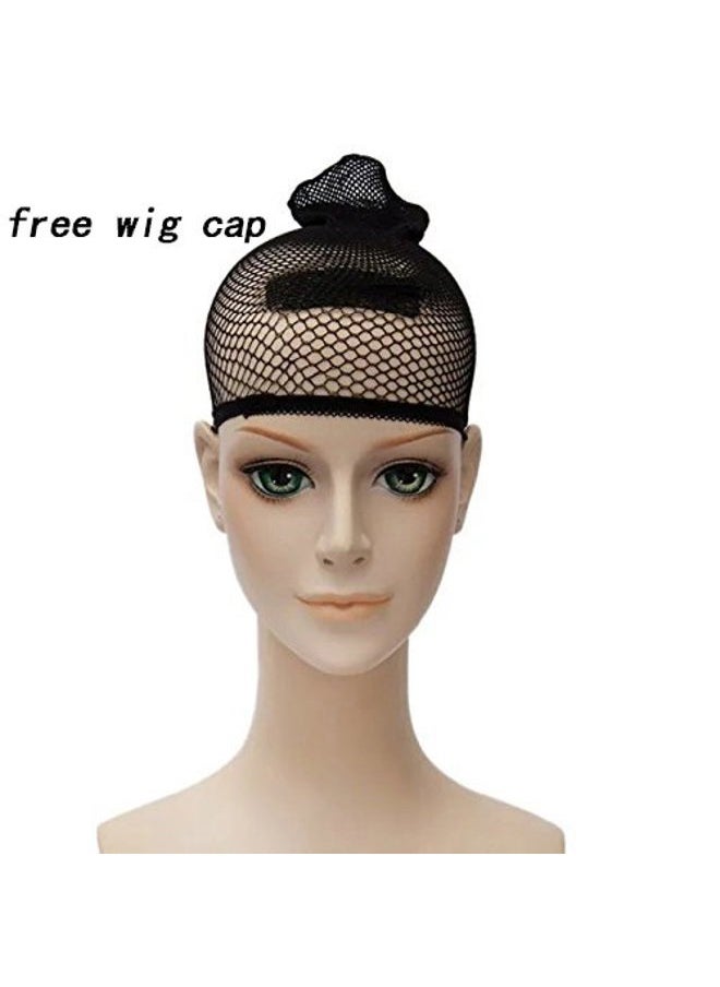 SL Blonde Pigtails Wig for Klee Cosplay Costume Straight Anime Golden Ponytails Hair Wigs with Twin Ponytails Bangs + Cap