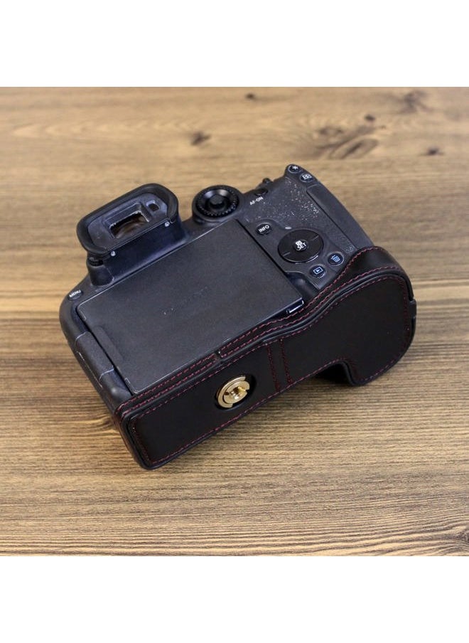 EOS R7 Case - Quality PU Leather Half Case for Canon EOS R7 Digital Camera - Grip Case for Canon EOSR7, Black, Camera Case