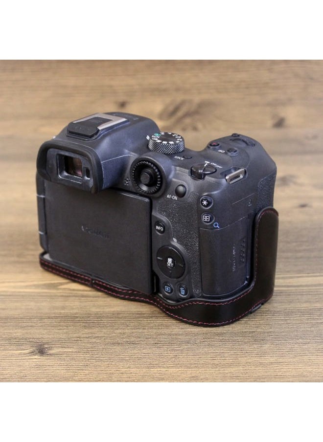 EOS R7 Case - Quality PU Leather Half Case for Canon EOS R7 Digital Camera - Grip Case for Canon EOSR7, Black, Camera Case