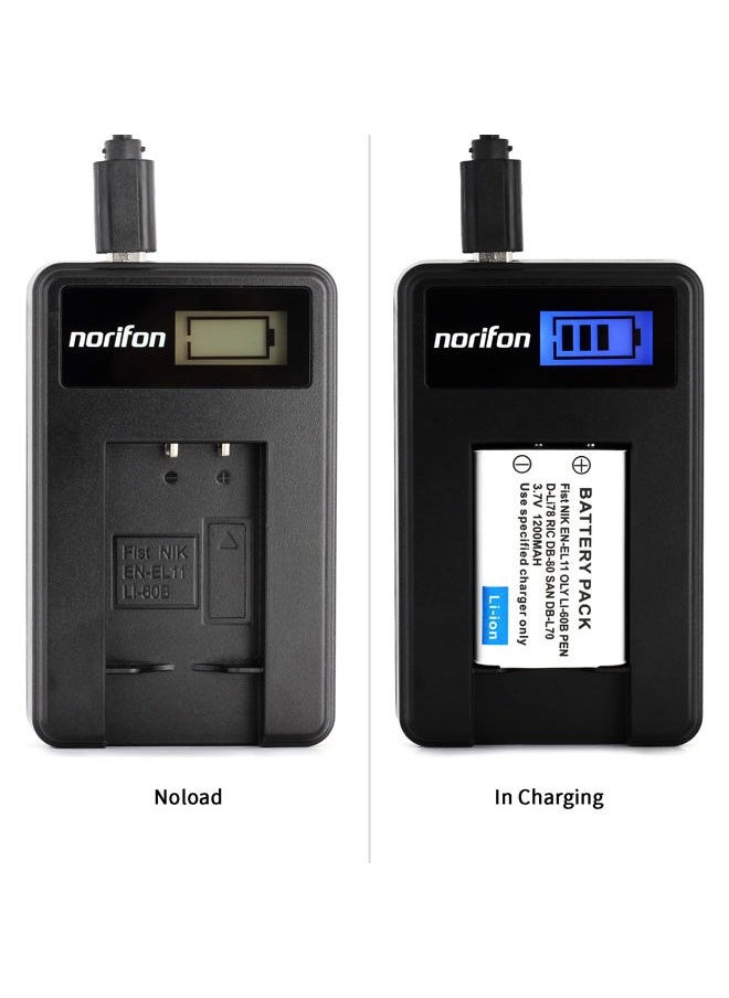 EN-EL11 LCD USB Charger for Nikon Coolpix S550, Coolpix S560 Camera and More, Black (EN-EL11-L)