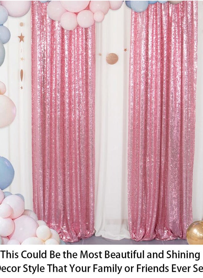 Sparkle Backdrop Curtain Fuchsia Pink 2 Panels Set Sequin Photo Backdrop 2FTx8FT Sequin Backdrop Curtain Pack of 2