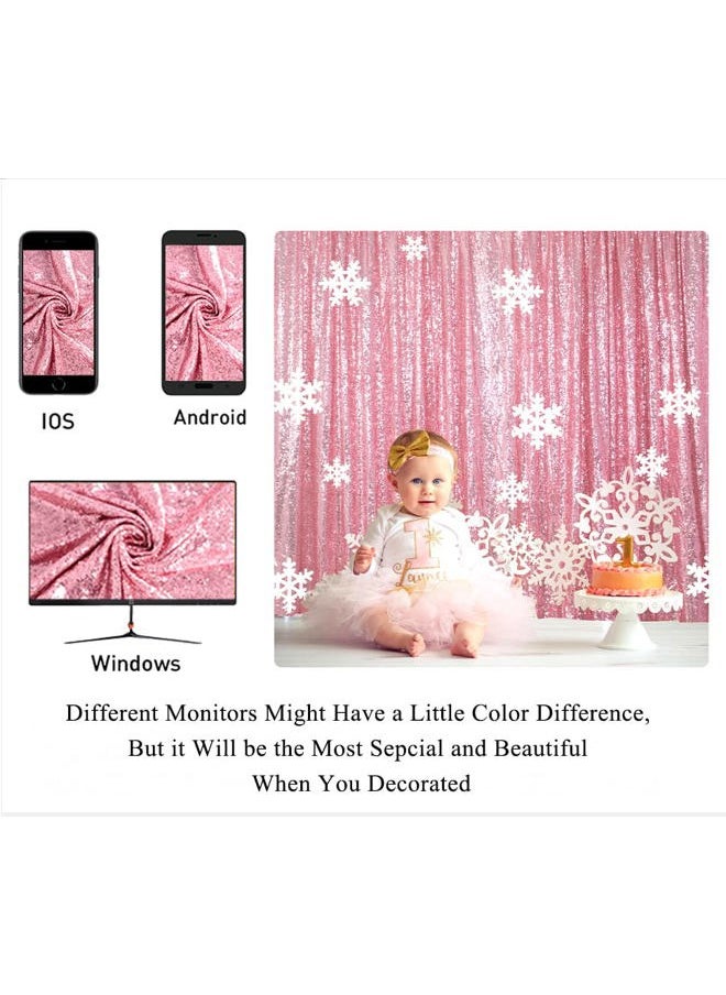 Sparkle Backdrop Curtain Fuchsia Pink 2 Panels Set Sequin Photo Backdrop 2FTx8FT Sequin Backdrop Curtain Pack of 2