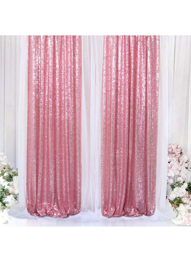 Sparkle Backdrop Curtain Fuchsia Pink 2 Panels Set Sequin Photo Backdrop 2FTx8FT Sequin Backdrop Curtain Pack of 2