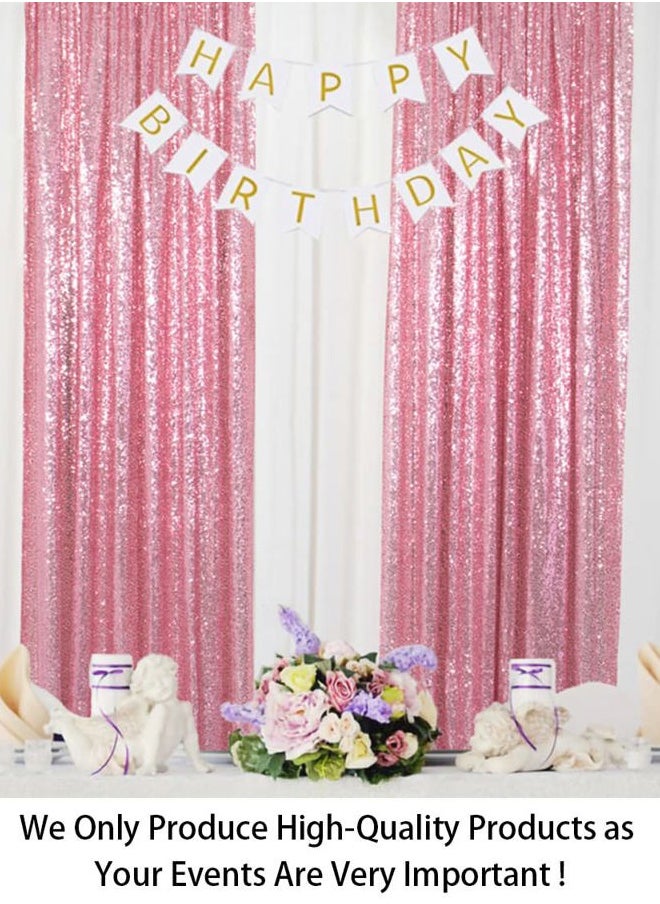 Sparkle Backdrop Curtain Fuchsia Pink 2 Panels Set Sequin Photo Backdrop 2FTx8FT Sequin Backdrop Curtain Pack of 2