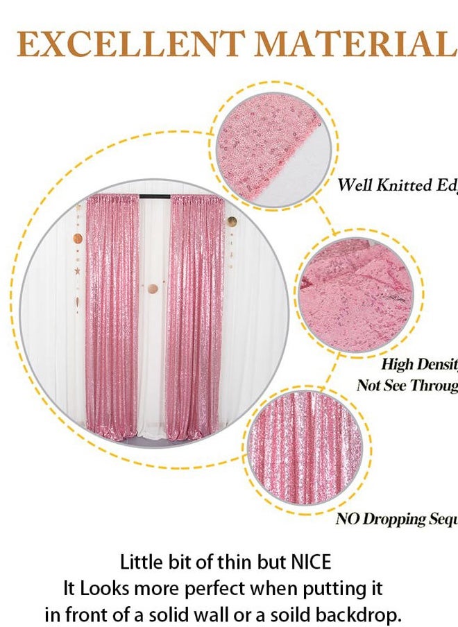 Sparkle Backdrop Curtain Fuchsia Pink 2 Panels Set Sequin Photo Backdrop 2FTx8FT Sequin Backdrop Curtain Pack of 2