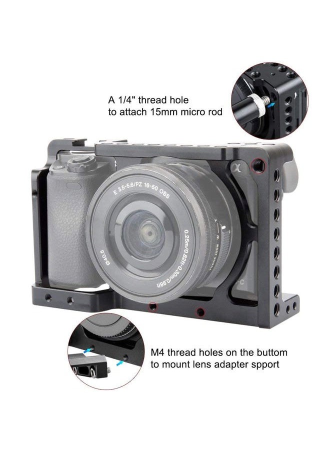Camera Cage Kit for Sony A6400/ A6100/ A6300/ A6000, with Cheese Top Handle Cable Lock Clamp