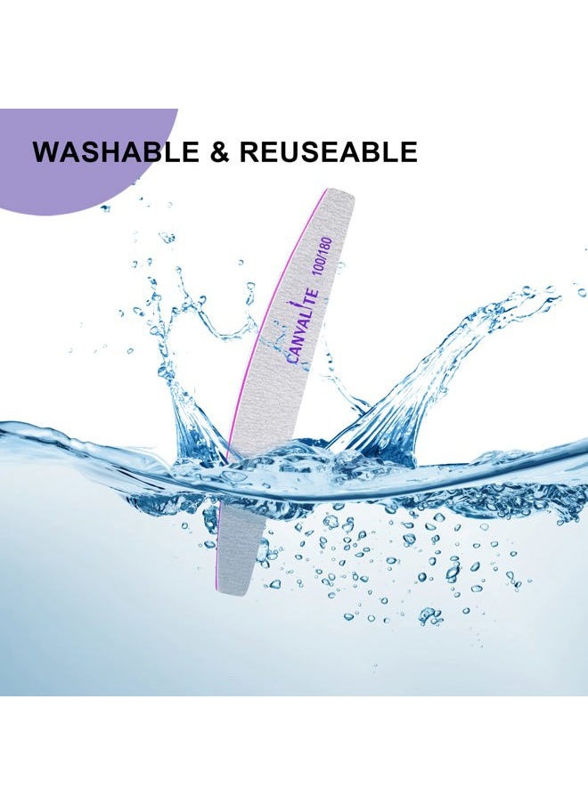 Canvalite 10 PCS Nail File Professional Nail Files Reusable Double Sided Emery Board(100/180 Grit) Nail Styling Tools for Home and Salon Use Christmas Gifts for Women