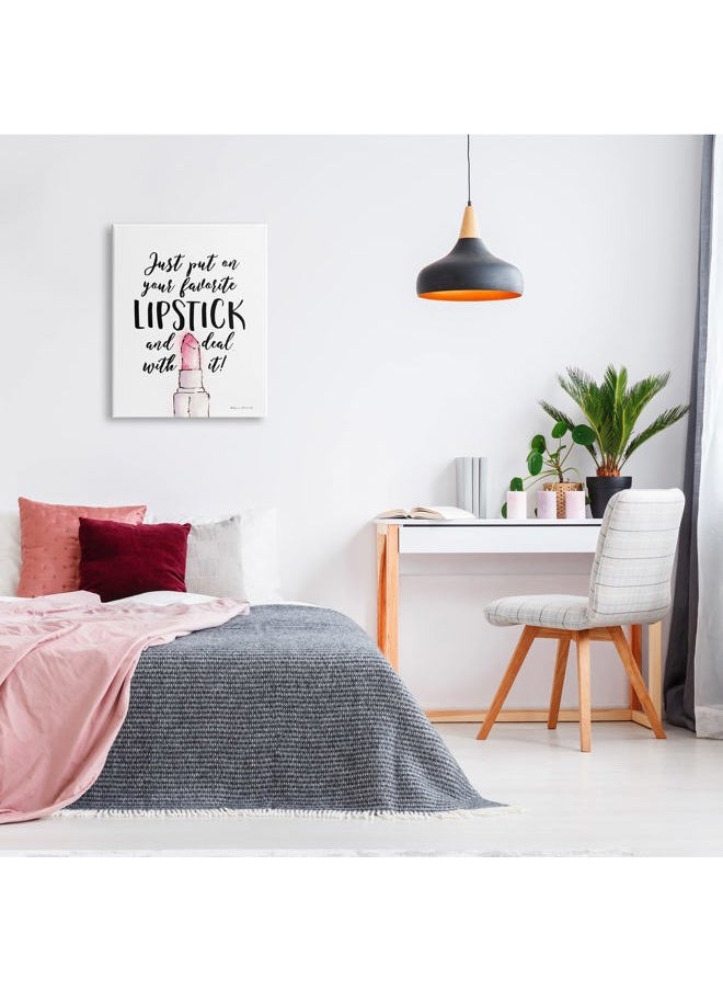Favorite Lipstick Deal with It Phrase Cosmetic Fashion, Designed by Stephanie Workman Marrott Canvas Wall Art, 24 x 30, Off- White