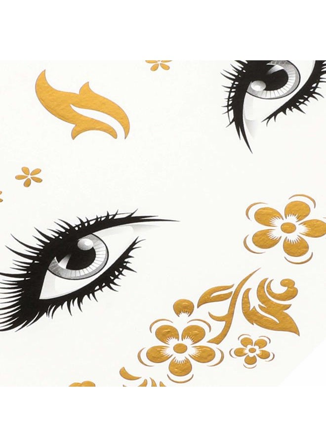 8 Sheets Face Tattoo Sticker Metallic Temporary Transfer Tattoo Waterproof Face Jewels for Women Girls Make Up Dancer Costume Parties, Shimmer Glitter Gold Tattoos,Scale Tears Butterfly Freckl