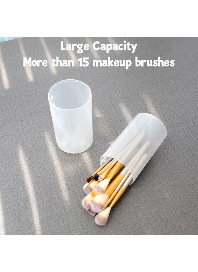 Retractable Makeup Brush Holders, Brushes Organizer Plastic Clear Travel Makeup Brush Case Brushes Container Cup Dustproof Storage for Women and Girls Makeup Artist