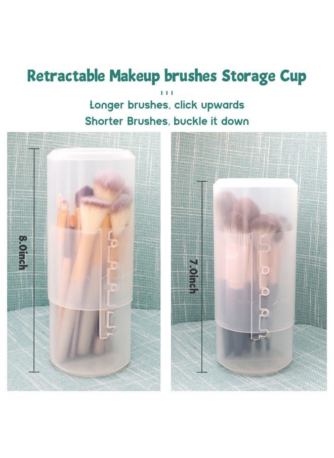 Retractable Makeup Brush Holders, Brushes Organizer Plastic Clear Travel Makeup Brush Case Brushes Container Cup Dustproof Storage for Women and Girls Makeup Artist
