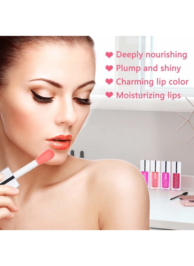Plumping Lip Oil, Hydrating Gloss Tinted Lip Balm Transparent Lip Care, Big Brush Head Glitter Shine, Long Lasting Nourishing Non-sticky Fresh Texture