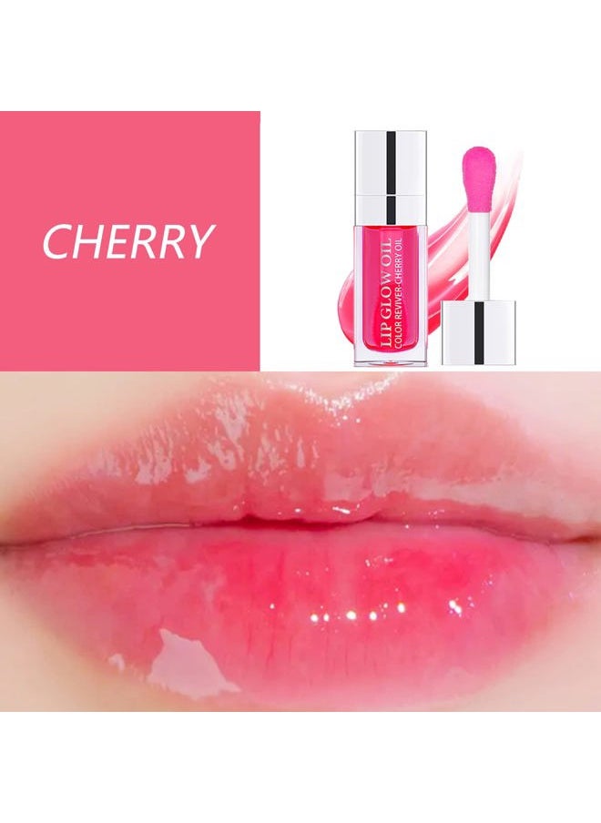 Plumping Lip Oil, Hydrating Gloss Tinted Lip Balm Transparent Lip Care, Big Brush Head Glitter Shine, Long Lasting Nourishing Non-sticky Fresh Texture