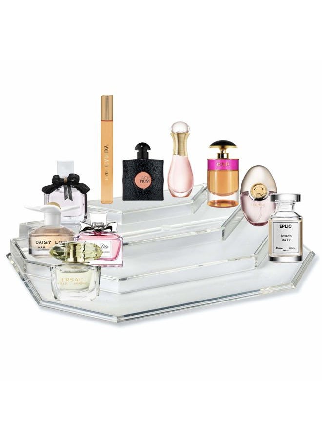 byAlegory (Set of 2) Acrylic Mini Perfume & Mini Scented Oils Organizer & Vanity Display 4 Tiers For Storing Mini, Travel Size, Rollerball Beauty Perfume Bottles - Clear