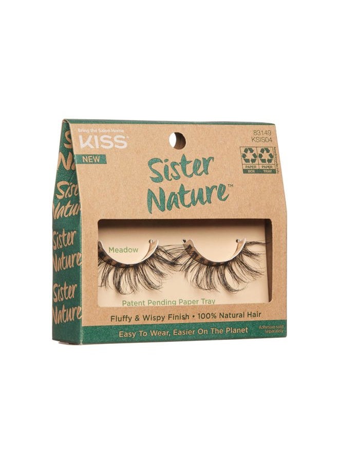 Lashes Sister Nature False Eyelashes, Easy to Wear & Easier on the Planet, 100% Natural Hair, Wispy and Fluffy Lash Finish, Reusable - Meadow, 1 Pair Meadow 1 Count (Pack of 1)