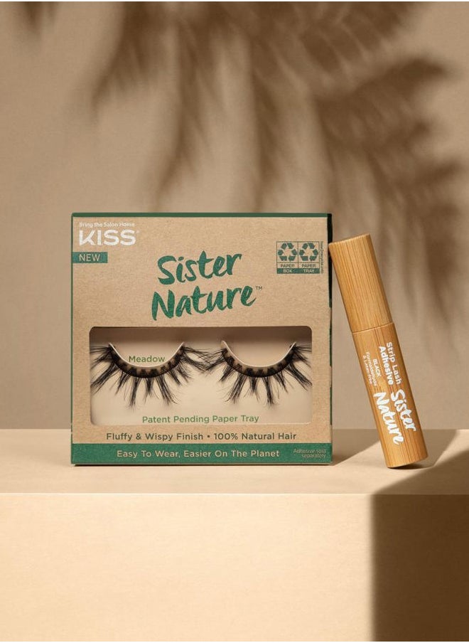 Lashes Sister Nature False Eyelashes, Easy to Wear & Easier on the Planet, 100% Natural Hair, Wispy and Fluffy Lash Finish, Reusable - Meadow, 1 Pair Meadow 1 Count (Pack of 1)