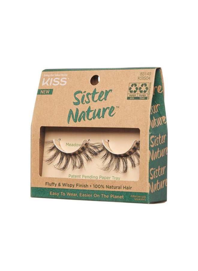 Lashes Sister Nature False Eyelashes, Easy to Wear & Easier on the Planet, 100% Natural Hair, Wispy and Fluffy Lash Finish, Reusable - Meadow, 1 Pair Meadow 1 Count (Pack of 1)