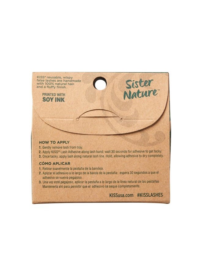 Lashes Sister Nature False Eyelashes, Easy to Wear & Easier on the Planet, 100% Natural Hair, Wispy and Fluffy Lash Finish, Reusable - Meadow, 1 Pair Meadow 1 Count (Pack of 1)