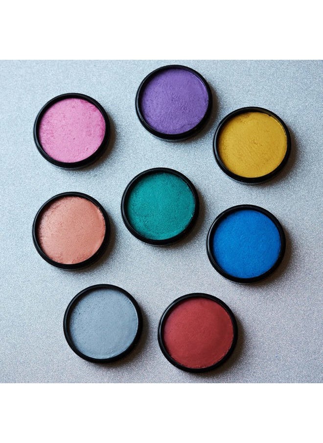 Metallic Pro Face & Body Paint Cake Pots by Cosmic Moon - Silver - Professional Water Based Face Paint Makeup for Adults, Kids - 1.26oz