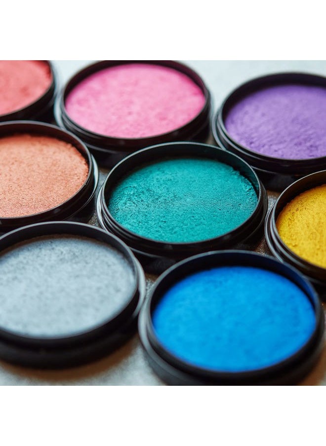 Metallic Pro Face & Body Paint Cake Pots by Cosmic Moon - Silver - Professional Water Based Face Paint Makeup for Adults, Kids - 1.26oz