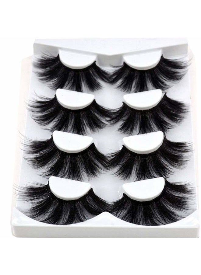 NEW 4 Pairs 3D Mink Hair False Eyelashes Criss-cross Wispy Cross Fluffy length 25mm Lashes Extension Handmade Eye Makeup Tools (MDR-5)